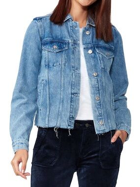 PAIGE Rowan Raw Hem Denim Trucker Jacket